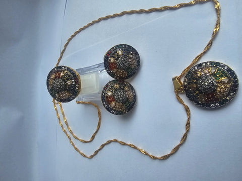 Multi Color Diamond Cut Gold Plated Set