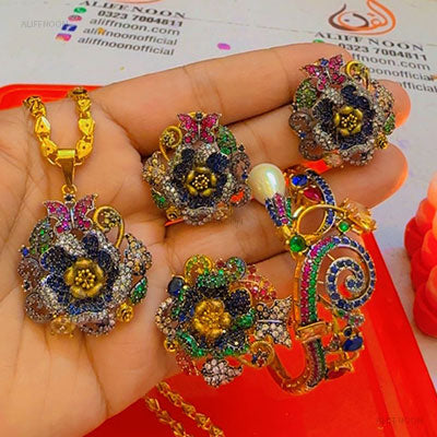 3D Diamond Cut Luxury Set With Ring