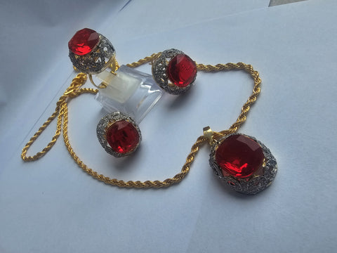 Diamond cut faseeha Gold plated set