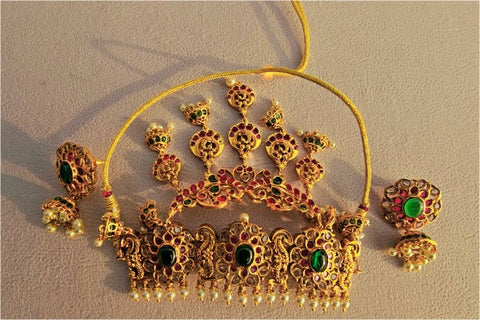 Emerald Green With Pearl Rajwari