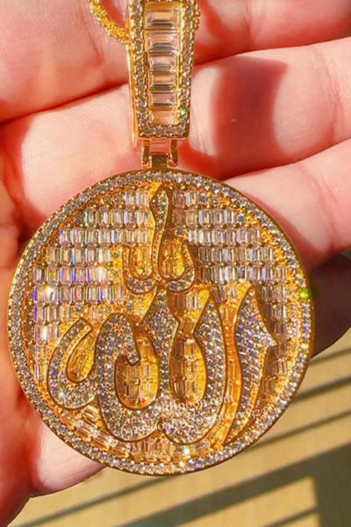 Allah Locket with Zircon and Chain