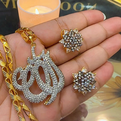 Beautiful Allah Pendant with Diamond Cut Tops