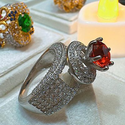 Chandi Red Zircon with White Ring