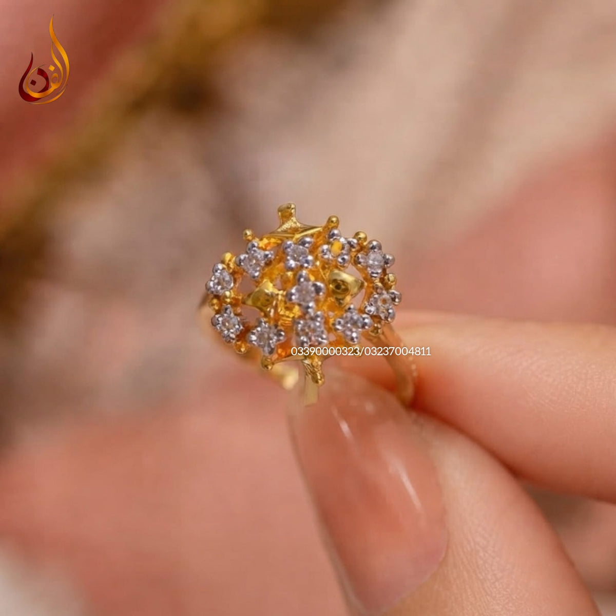 Chandi Gold dipped Ring with Zircon c