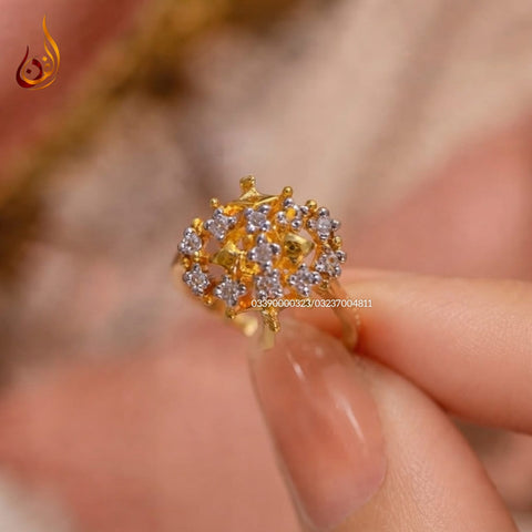 Chandi Gold dipped Ring with Zircon c