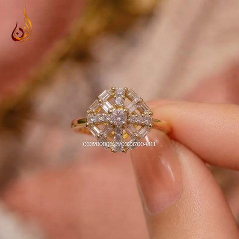 Chandi Gold dipped Ring with Zircon d