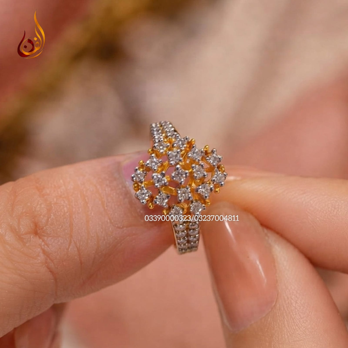 Chandi Gold dipped Ring with Zircon e