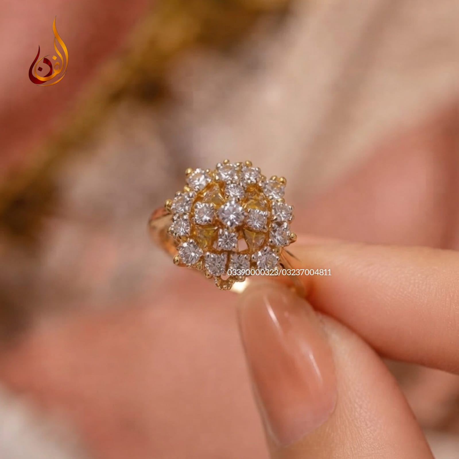Chandi Gold dipped Ring with Zircon f