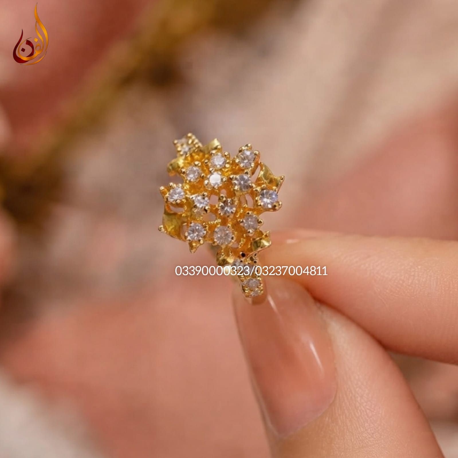 Chandi Gold dipped Ring with Zircon g