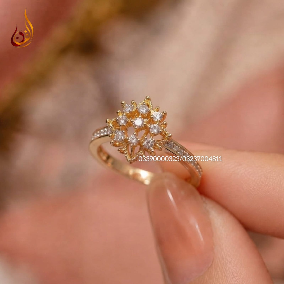 Chandi Gold dipped Ring with Zircon h