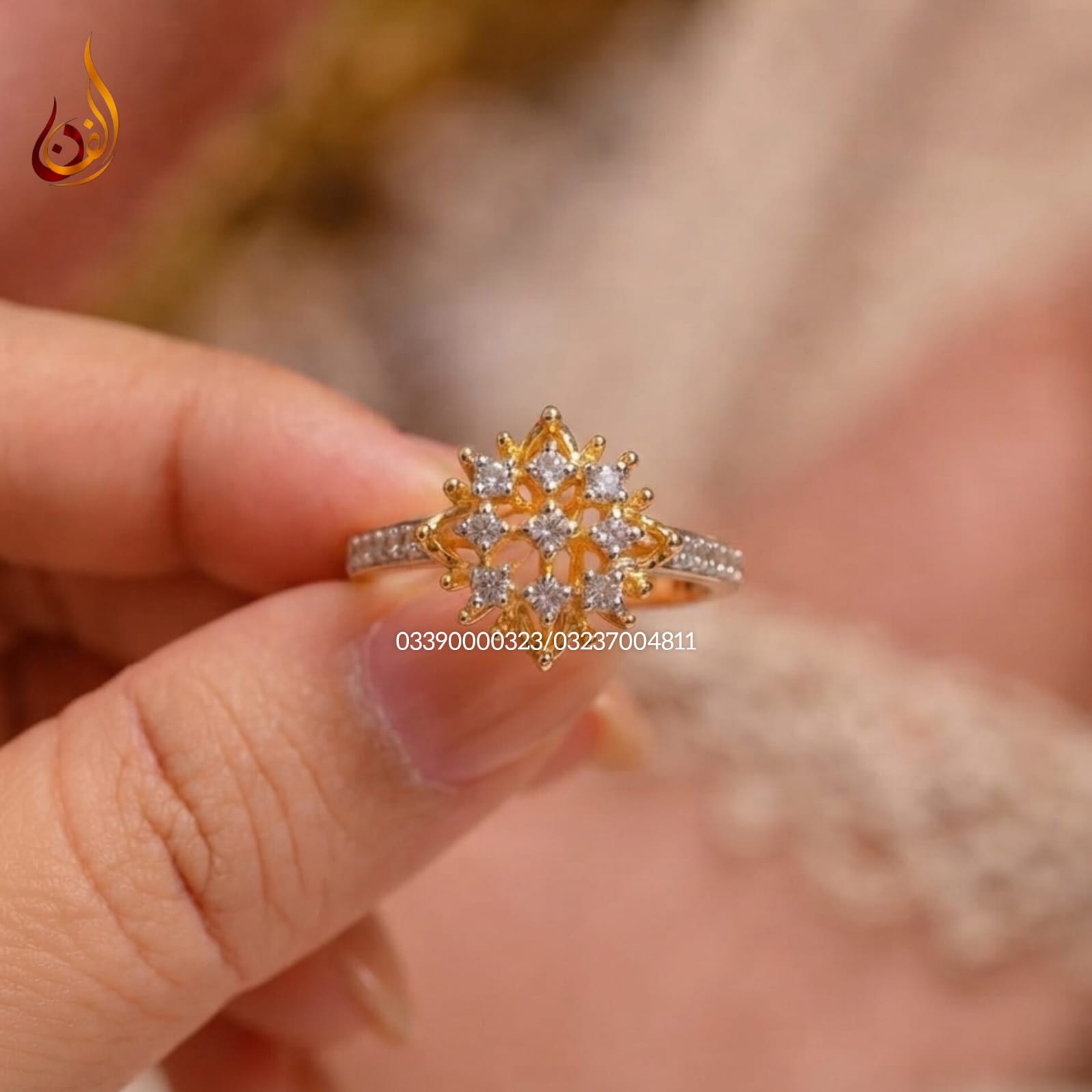 Chandi Gold dipped Ring with Zircon j