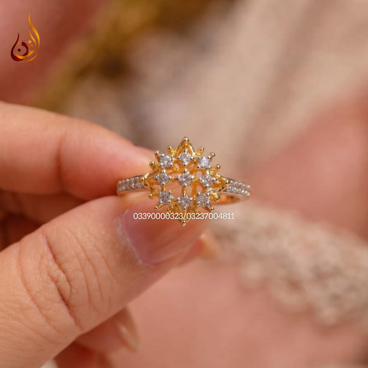 Chandi Gold dipped Ring with Zircon j