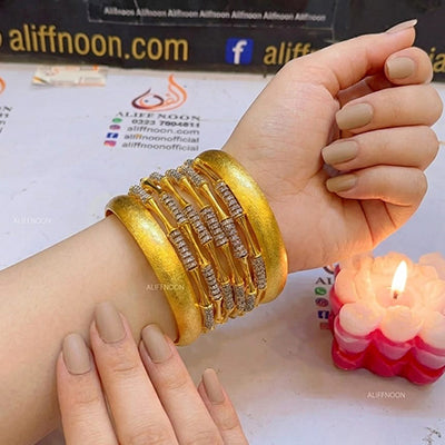 Diamond Cut Gold Dipped Maryam Bangles