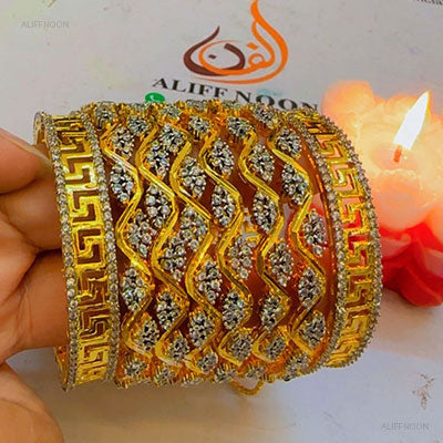 Diamond Cut With Versace Bangles Set
