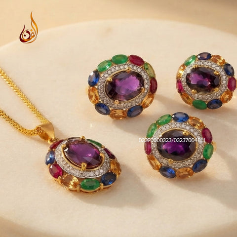 Diamond Cut Colored Afghani Set