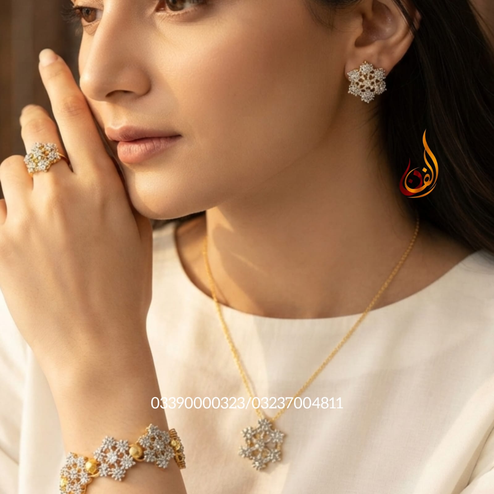 Diamond Cut Flower Kalash Set with Kangan
