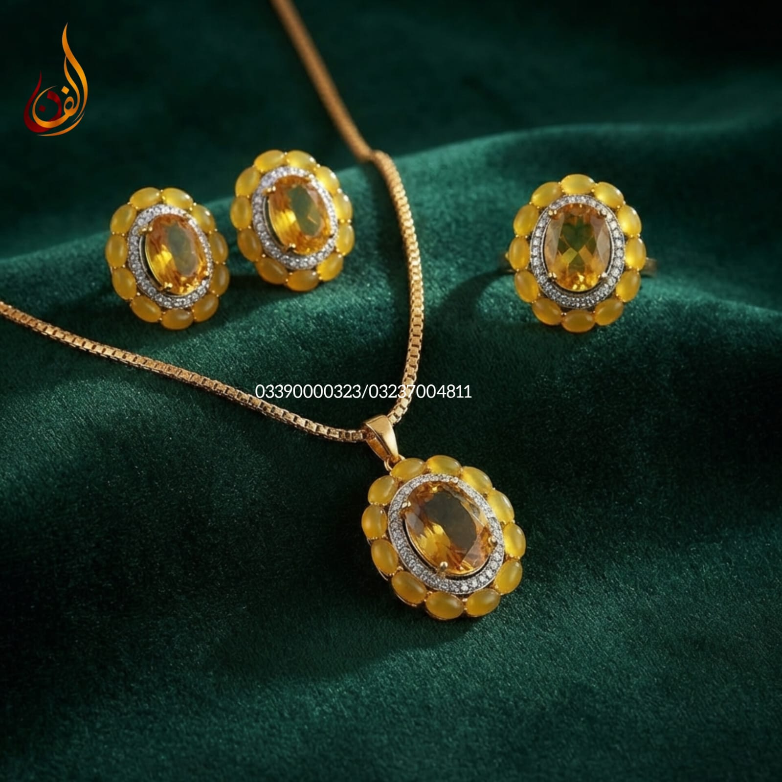 Diamond Cut Gold Dipped Stone Z Set