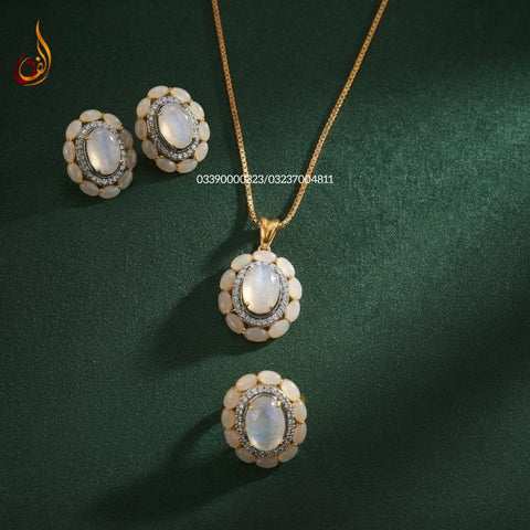 Diamond Cut Gold Dipped Stone Z Set