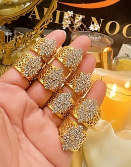 Diamond Cut Ring With Jerao Zircon and Gold Plated 