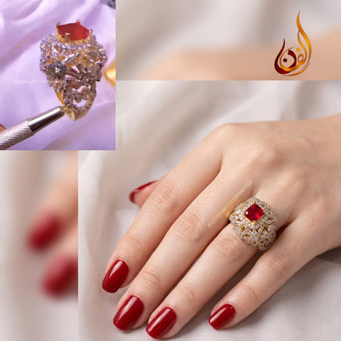 Diamond cut K Ring