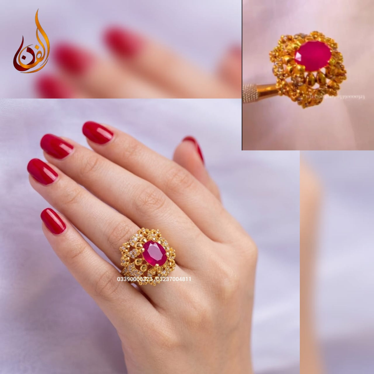 Diamond cut M Ring