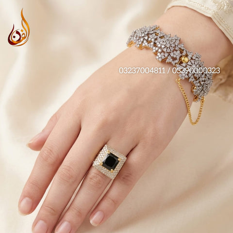 Diamond Cut Ameer Ring with Kangan