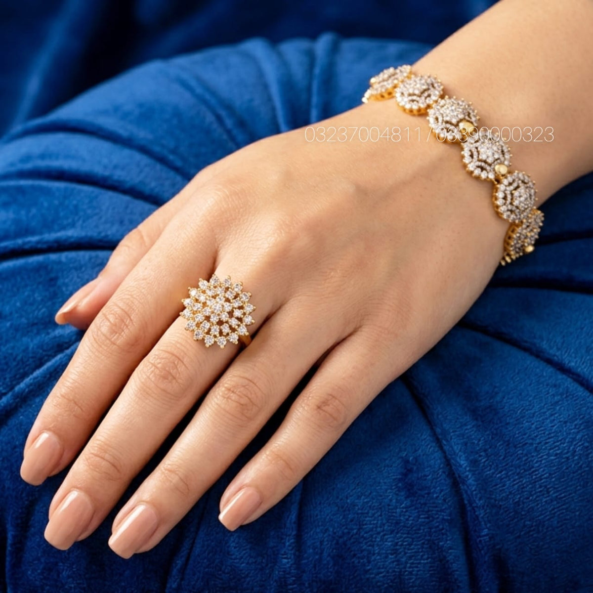 Diamond Cut Ring With N Bracelet
