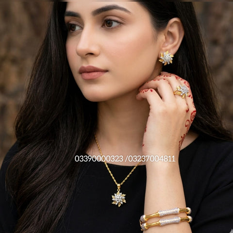 Diamond Cut Srya Set With Bangles