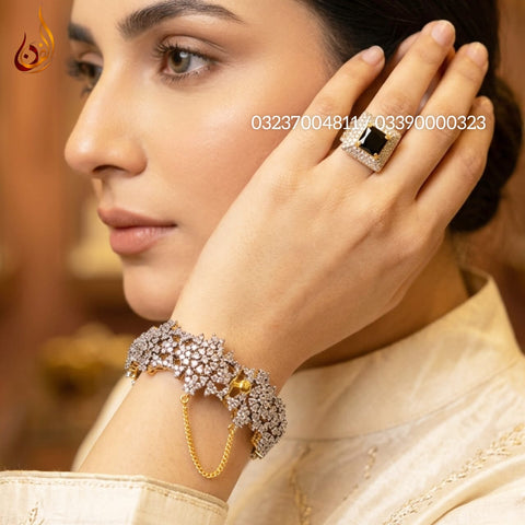 Diamond Cut Ameer Ring with Kangan
