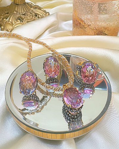 Doublet Stone with Zircon Set