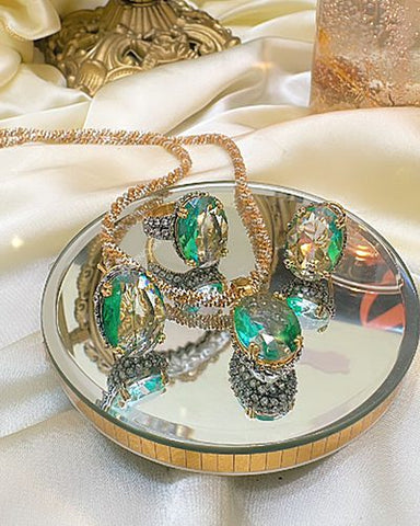 Doublet Stone with Zircon Set