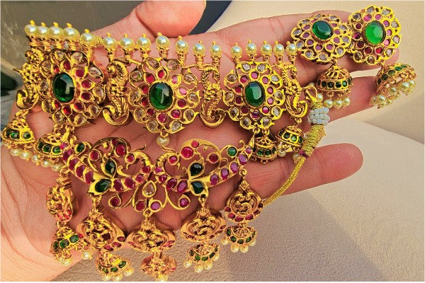 Emerald Green With Pearl Rajwari