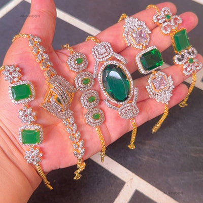 Emerald Stone Diamond Cut Bracelet