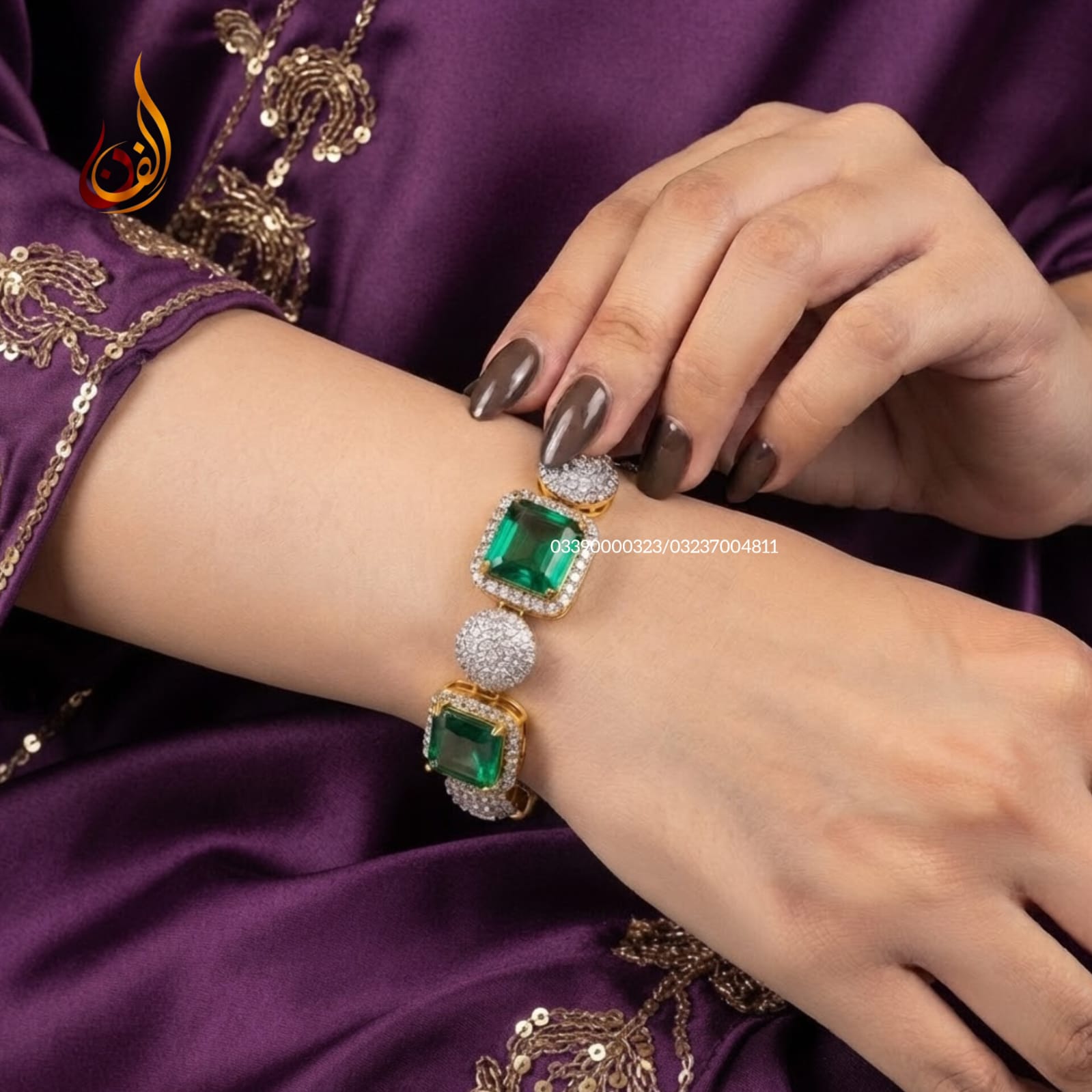 Emerald With Zircon Zoya Bracelet
