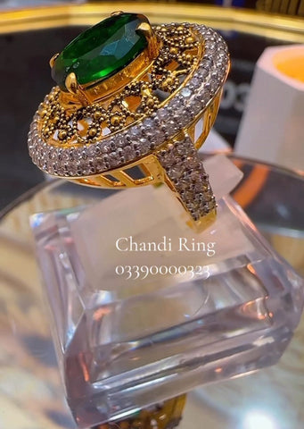 Emerald Stone Chandi Ring