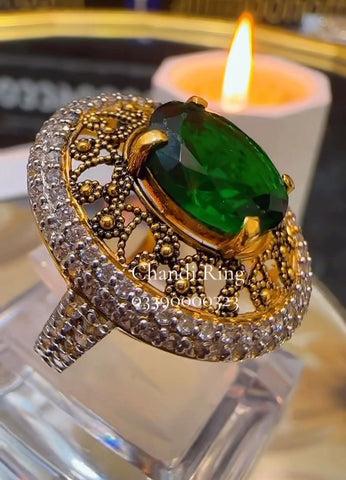 Emerald Stone Chandi Ring