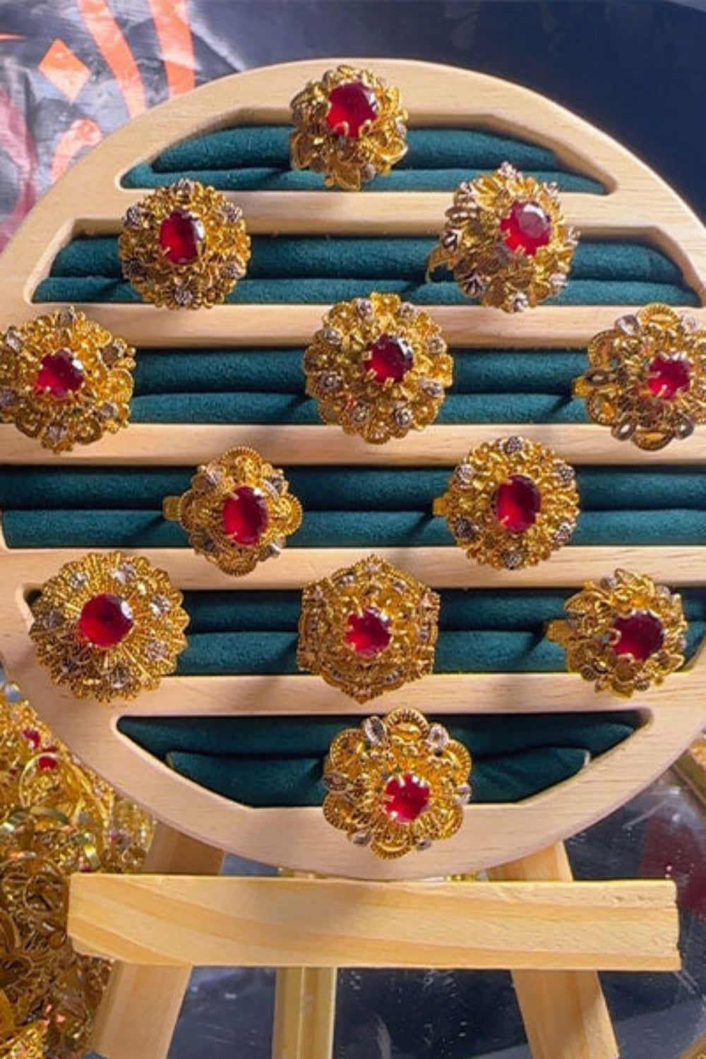 Fasila Red Stone Gold Dipped Rings