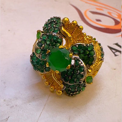 Gold Dipped Green Anila Ring