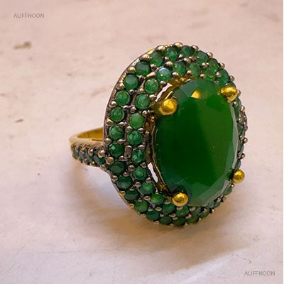 Gold Dipped Green Asia Ring