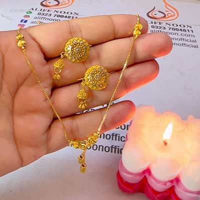 Gold Dipped Mala With Earring