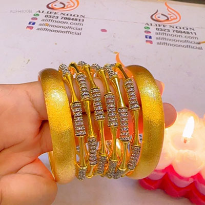 Gold Dipped Diamond Cut Zara Bangles Set