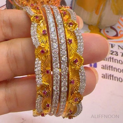 Gold Dipped With Zircon Bangles 