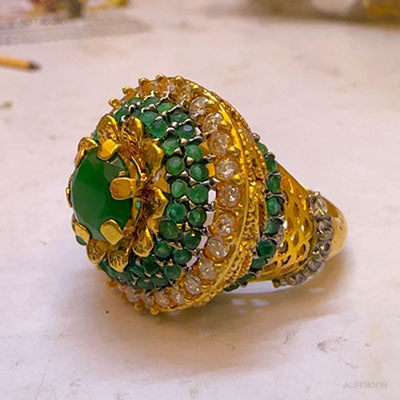 Gold Plated Diamond Cut Dilbar Ring