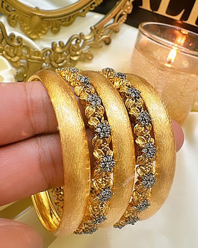 Gold Plated Shabnam Kery with Zircon Bangles