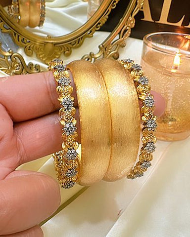 Gold Plated Shabnam Kery with Zircon Bangles