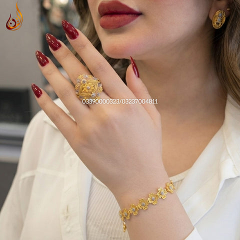 Gold Dipped J Bracelet, Ring and Tops