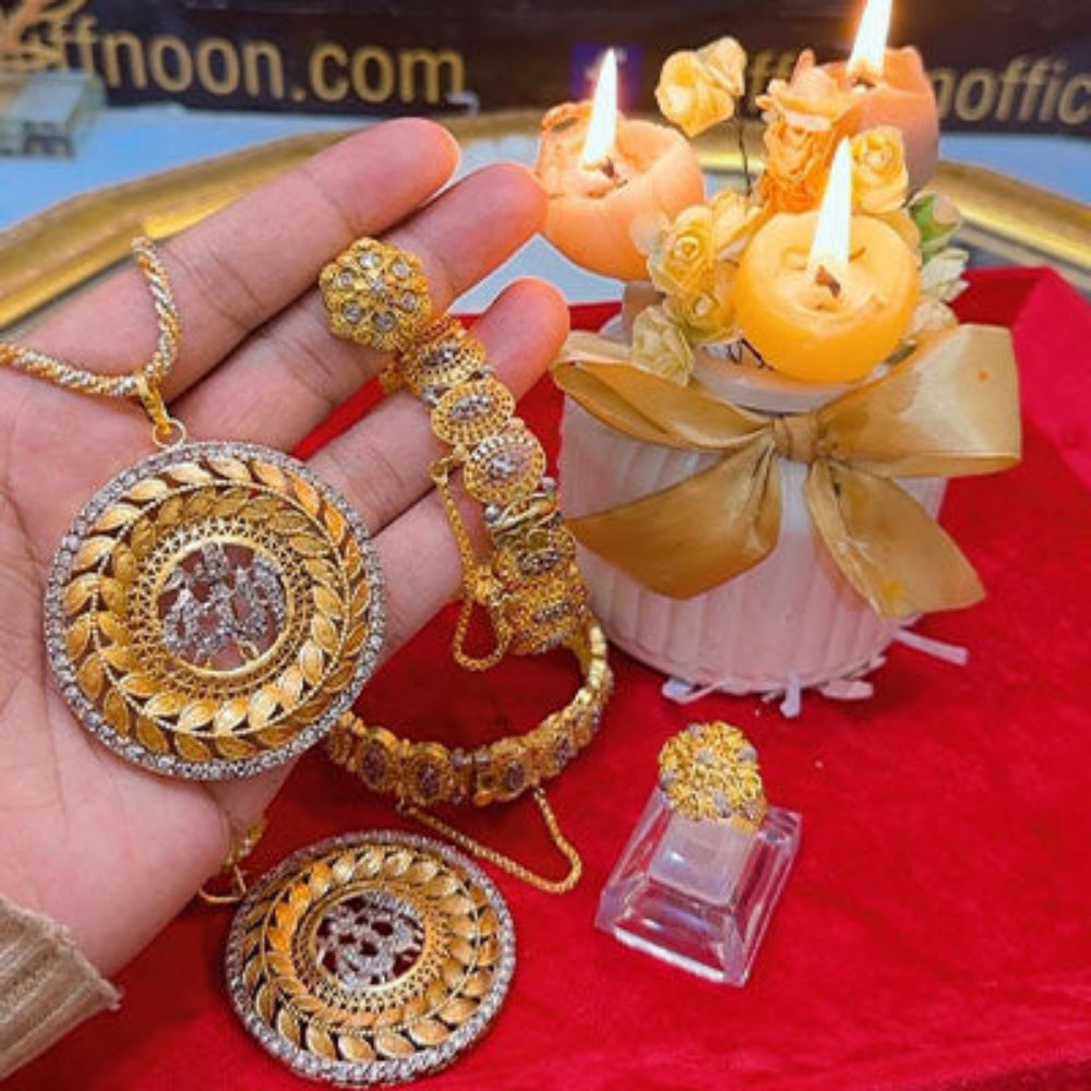 Gold Plated Calligraphy Deal Allah Pendent Openable Kera Ring