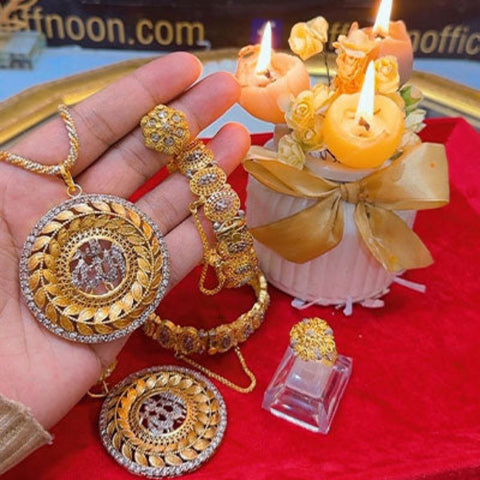 Gold Plated Calligraphy Deal Allah Pendent Openable Kera Ring