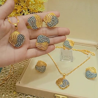 New Diamond Cut Gold Plated Set