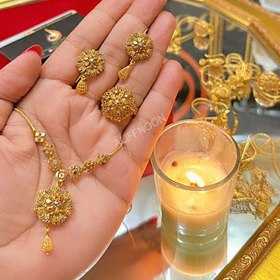 RP Gold Dipped Mala Set with Ring Premium